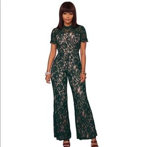 Lace backless jumpsuit